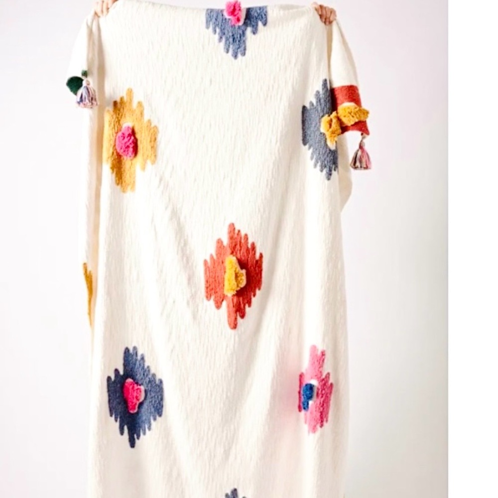 Anthropologie Dal Tufted Throw Blanket